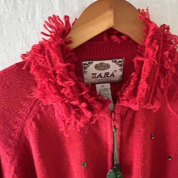 Vintage Ugly Christmas Holiday Sweater cardigan Large PETITE Full Zip Snowman - Picture 12 of 16